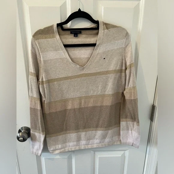 Neutral V-neck sweater - Tommy Hilfiger - Size L - Picture 1 of 3